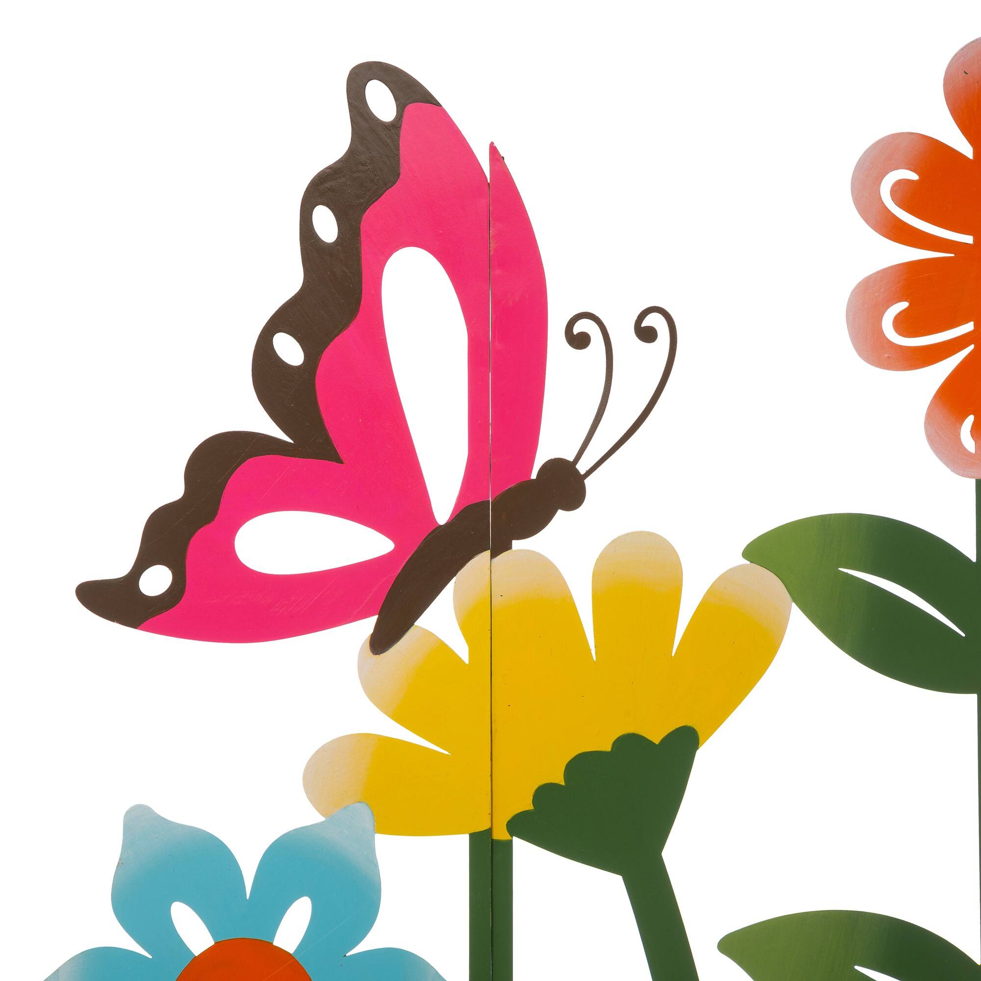 Glitzhome® 3.5ft. 5 Piece Metal Flowers Silhouette Yard Stake